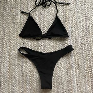 Shein black ribbed good quality bikini set size m